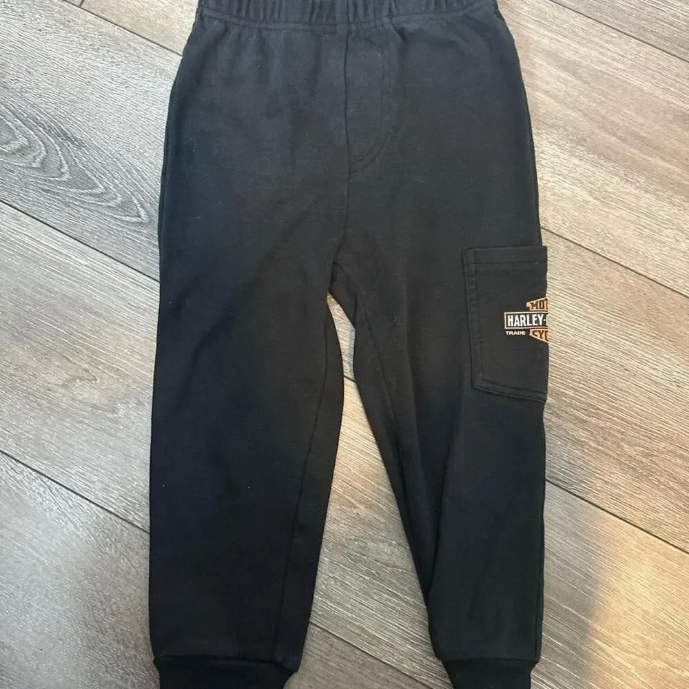 Kids Harley Davidson black cotton & polyester sweatpants size 2T